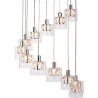 Loops Multi Light Ceiling Pendant 12 Bulb Chrome & Crystal Chandelier Height Drop Lamp