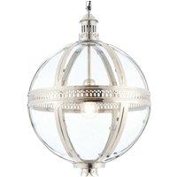 Loops Hanging Ceiling Pendant Light Nickel & Clear Glass Vintage Lamp Bulb Orb Shade in Metallics