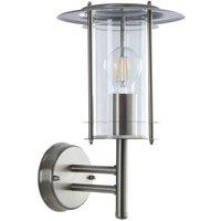 Loops IP44 Outdoor Wall Light Stainless Steel Modern Lantern Glass Round Outdoor Lamp in Metallics