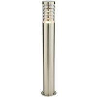 Loops Outdoor Garden Bollard Light 80cm Brushed Steel 9W Outside Path Lamp Post IP44 in Metallics