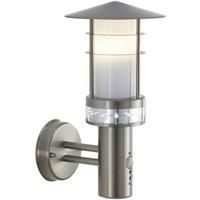 Loops IP44 Outdoor LED Light Brushed Steel PIR Wall Lantern Security Outdoor Overhang in Metallics