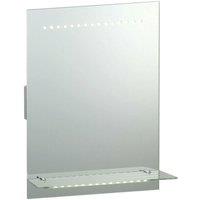 Loops IP44 LED Bathroom Mirror 50cm x 39cm Vanity Light Glass Shelf & Shaver Socket in Clear | Size: 50 cm x 39 cm