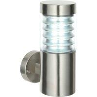 Loops IP44 Outdoor Wall Light Brushed Steel Spiraled Clear Shade Porch Outdoor Lamp in Metallics