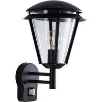 Loops IP44 Outdoor Wall Lamp Matt Black Steel Modern PIR Lantern Porch Curved Move
