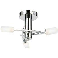 Loops Semi Flush Ceiling Light Chrome & Glass 3 Bulb Square Shade Dimmable Pendant in Clear