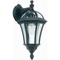 Loops IP44 Outdoor Wall Light Matt Black & Glass Traditional Lantern Down Porch Path