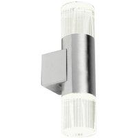 Loops IP44 Accent Outdoor LED Light Steel Double Glass Up Down Wall Lamp Porch Garden in Metallics