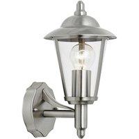 Loops IP44 Outdoor Wall Lamp Stainless Steel Traditional Lantern Porch Door Uplight in Metallics