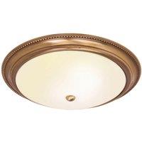 Loops Semi Flush Ceiling Light Brass & Frosted Glass Large Round Dome Traditional Lamp in Clear
