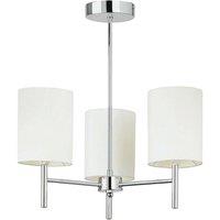 Loops Semi Flush Ceiling Light Chrome & White Silk Shade Modern 3 Bulb Pendant Lamp
