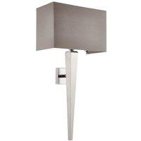 Loops Rectangular Dimmable Wall Light Chrome & Grey Shade Modern Bedside Lamp Fitting