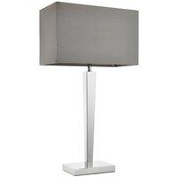 Loops Rectangular Table Lamp Light Modern Chrome & Grey Shade Sleek Metal Sideboard