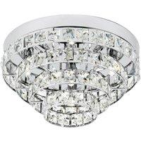 Loops Semi Flush Ceiling Light Chrome & Crystal 4 Bulb Round Feature Lamp Holder Kit