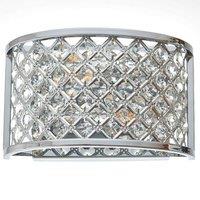 Loops Crystal Cage Wall Light Chrome Glass Shade Modern Twin Bulb Lounge Lamp Fitting in Clear