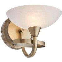 Loops Dimming LED Wall Light Brass & White Lined Glass Vintage Curved Lamp Fitting