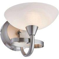Loops Dimming LED Wall Light Satin Chrome & White Lined Glass Vintage Lamp Fitting