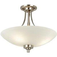 Loops Semi Flush Ceiling Light Satin Chrome Glass 3 Bulb Feature Lamp Holder Fitting in Clear