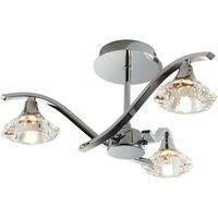 Loops Semi Flush Ceiling Light Chrome Clear Crystal 3 Bulb Hanging Pendant Lamp Shade