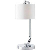 Loops Touch Dimmable Table Lamp Chrome & White Fabric Shade Modern Bedside Desk Light