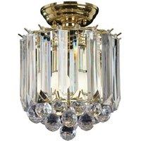 Loops Flush Ceiling Mount Light Brass & Acrylic 2x Lamp Bulb Classic Hanging Fitting in Metallics