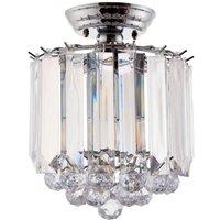Loops Flush Ceiling Mount Light Chrome & Acrylic 2x Lamp Bulb Classic Hanging Fitting