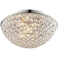 Loops Flush Bathroom Ceiling Light Crystal Bead Dome Shade IP44 Round Lamp Bulb Holder