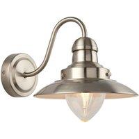 Loops Modern Dimmable Wall Light Satin Nickel & Glass Shade Curved Arm Lamp Fitting in Metallics