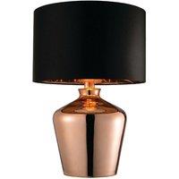 Loops Modern Mirror Table Lamp Gloss Copper Glass & Black Shade Feature Bedside Light