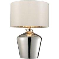 Loops Modern Mirror Table Lamp Gloss Chrome Glass & Ivory Shade Feature Bedside Light in Clear