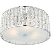 Loops Flush Bathroom Ceiling Light Diffused Crystal Shade IP44 Round Lamp Bulb Holder