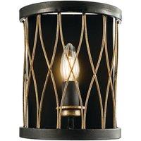 Loops Dimmable LED Wall Light Industrial Matt Black & Bronze Cage Hanging Lamp Fitting