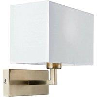 Loops Dimming LED Wall Light Satin Nickel & White Shade Sleek Rectangle Lamp Fitting in Metallics