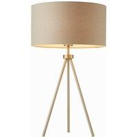 Loops Modern Tripod Table Lamp Nickel & Grey Shade Slim Metal Leg Bedside Desk Light in Metallics