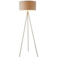Loops Sleek Tripod Floor Lamp Matt Nickel E27 Free Standing Lounge Light & Grey Shade in Metallics