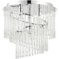 Loops Flush Ceiling Light Chandelier Chrome & Glass Lamp Bulb Holder Mounted Fitting in Clear