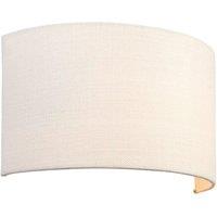 Loops Fabric LED Wall Light Vintage White Semi Circle Linen Shade Sleek Lamp Fitting