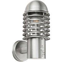 Loops IP44 Outdoor Wall Lamp Brushed Steel Caged Slotted Lantern PIR Move Porch Light in Metallics