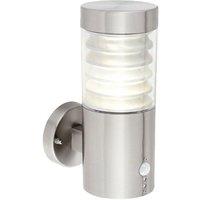 Loops IP44 Outdoor LED Light Brushed Steel Spiraled PIR Wall Lamp Porch Outdoor Shade in Metallics