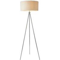 Loops Sleek Tripod Floor Lamp Chrome E27 Free Standing Lounge Light & Ivory Shade