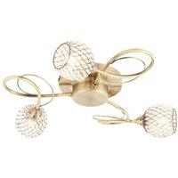 Loops Semi Flush Ceiling Light Brass Glass Beads 3 Bulb Hanging Pendant Lamp Shade in Clear