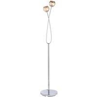 Loops Twin Light Floor Lamp Chrome & Glass Free Standing Modern Lounge Base Holder in Clear