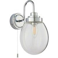 Loops IP44 Bathroom Wall Light Chrome & Round Clear Glass Modern Curved Arm Oval Lamp