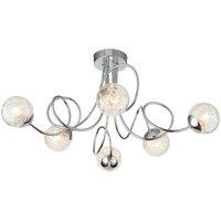 Loops Semi Flush Ceiling Light Chrome Wire Shade 6x Lamp Adjustable Hanging Pendant