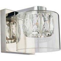 Loops Crystal LED Wall Light Square Chrome & Luxury Shade Modern Glass Lamp Fitting in Clear