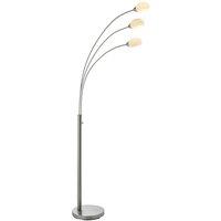Loops 3 Light Floor Lamp Nickel & Glass Tall Standing Curved Multi Arm Living Room in Metallics