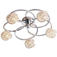 Loops Semi Flush Ceiling Light Chrome & Crystal Knott 5 Lamp Hanging Feature Pendant