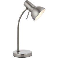Loops Adjustable Neck Desk Lamp Satin Nickel Industrial Metal Shade Table Work Light in Metallics