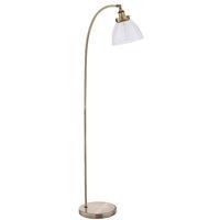 Loops Curved Arm Floor Lamp Antique Brass Tall Free Standing Metal Retro Reading Light in Metallics