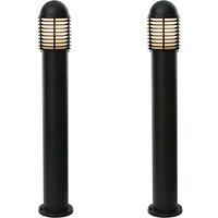 Loops 2 PACK Outdoor IP44 Bollard Light Matt Black 1000mm Lamp Post Garden Driveway