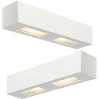 Loops 2 PACK Dimmable Twin Wall Light Primed White (ready to paint) Box Down Lamp
